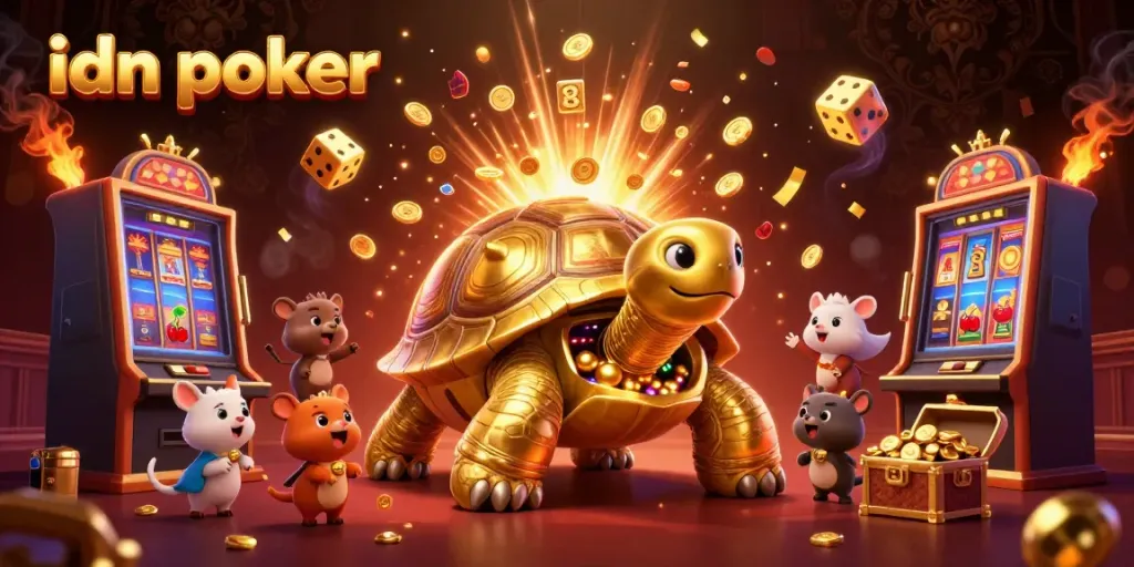Experience excitement with idn poker as a golden tortoise pinball attracts small animals to play.