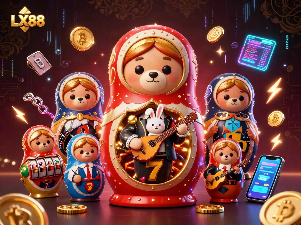 Experience classic casino vibes with LX88 in this vibrant 3D illustration featuring festive bears.