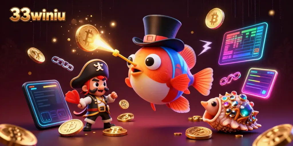 Win big with 33winiu as a glowing anglerfish attracts treasure undersea.