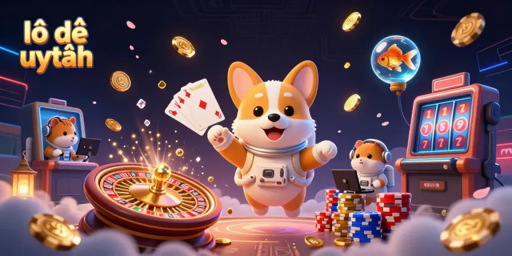 Play exciting games at lô đề uy tín with floating coins and vibrant casino elements