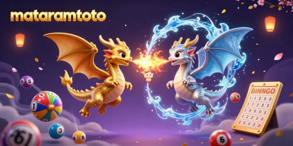Experience the excitement of mataramtoto with dynamic lottery elements and mythical dual dragons in action.