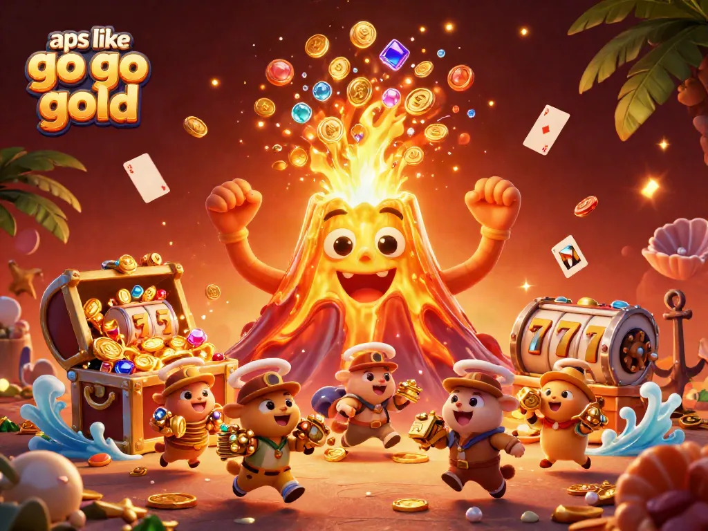 Engage with apps like go go gold in a vibrant 3D casino adventure exploring treasures and slot reels.