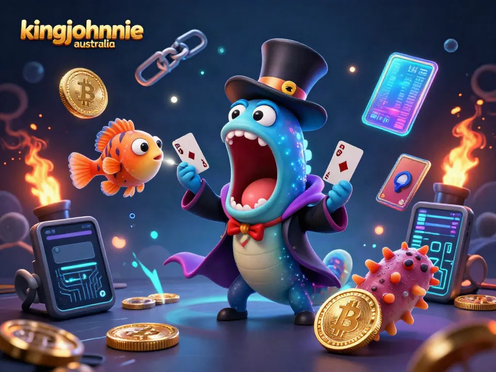 Experience thrilling card tricks with kingjohnnie australia's deep-sea charming characters in a vibrant casino scene.