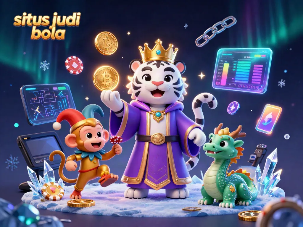 Engage in situs judi bola with vibrant characters and dynamic gaming elements in a lively casino setting.