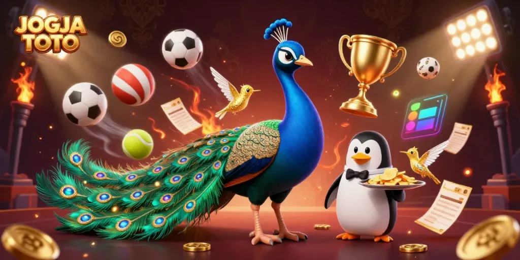 Experience fun and interaction with JOGJA TOTO, showcasing vibrant gaming elements and lively characters.