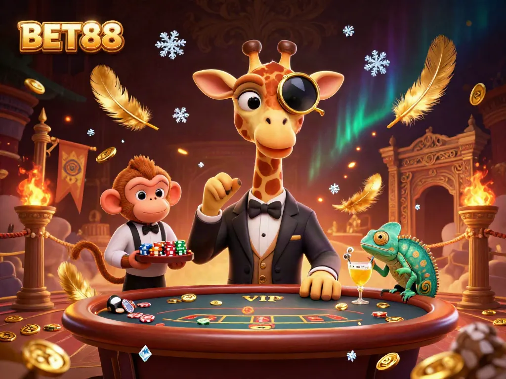 BET88 - Trải nghiệm không gian cá cược hấp dẫn với gấu cao cổ và các nhân vật thú vị.