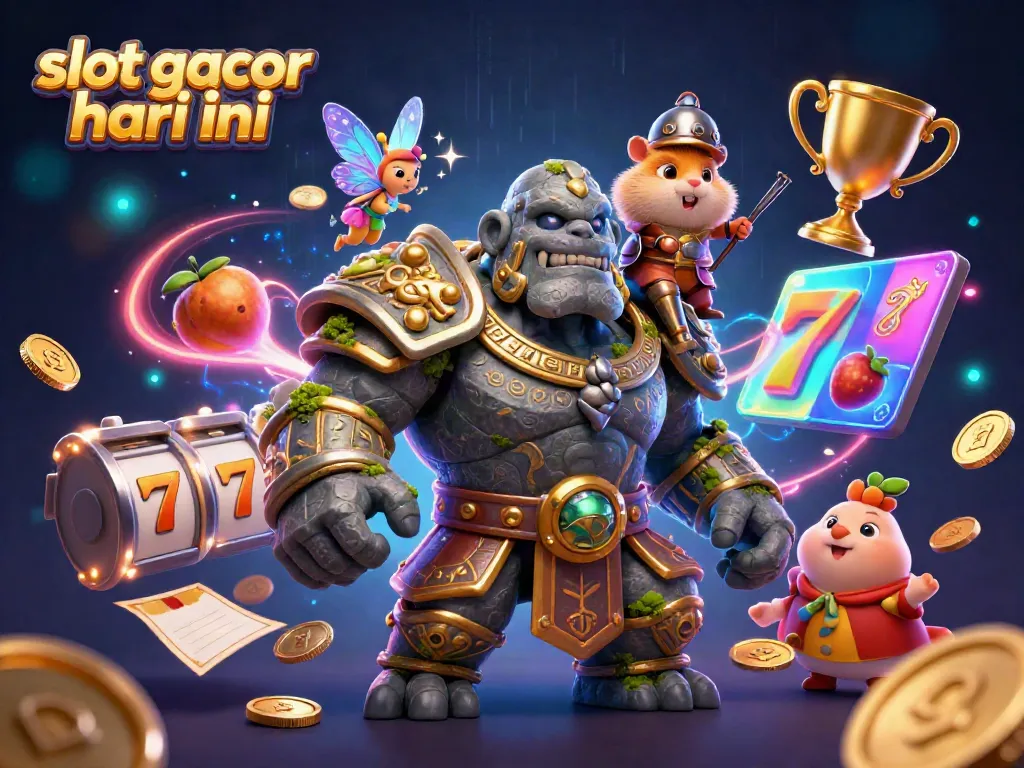 Experience thrilling winnings with slot gacor hari ini, a magical scene of game characters and slot symbols.