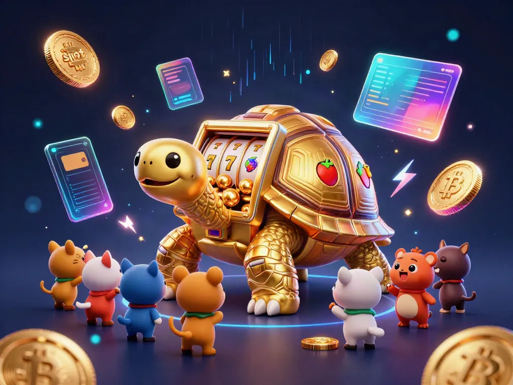 Slot yang mengasyikkan dengan karakter kepiting emas besar dan antrian hewan kecil untuk bermain