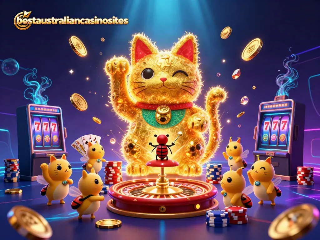 Win big with the best real money casinos Australia 2026, featuring dazzling casino symbols and vibrant characters.