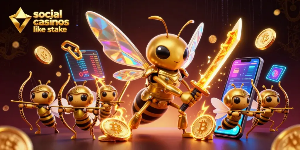 Experience thrilling action in social casinos like stake, featuring vibrant characters wielding unique weapons.