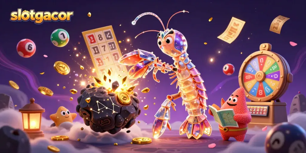Experience thrilling spins with slotgacor amidst golden gems and colorful lottery elements.
