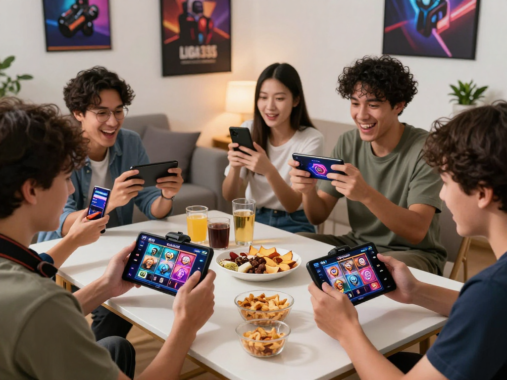 Pengguna LIGA335 menikmati permainan slot mobile di lingkungan yang ceria dan nyaman.