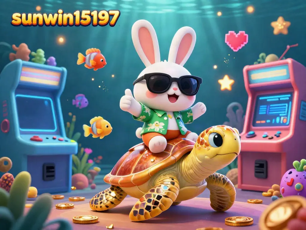 Spin the reels with sunwin15197's vibrant underwater casino adventure featuring a lucky rabbit and golden sea turtle.