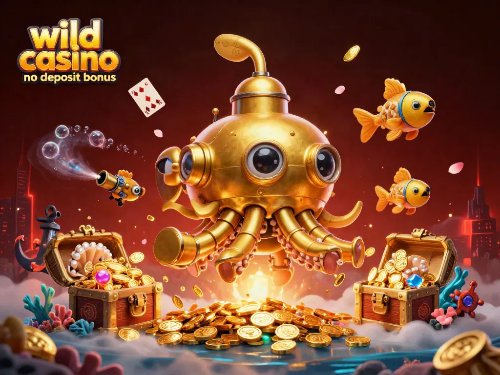 Experience the excitement of the wild casino no deposit bonus with a vibrant underwater scene of treasure and gaming elements.