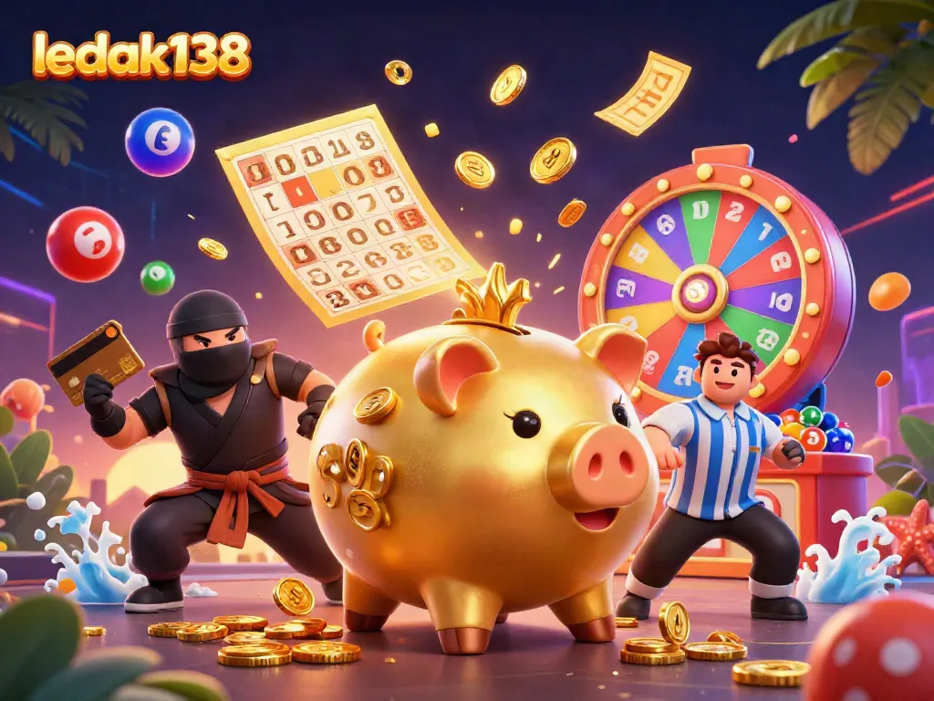 LEDAK138 menghadirkan kejutan koin emas dengan piggy bank kartun yang memukau di kasino.