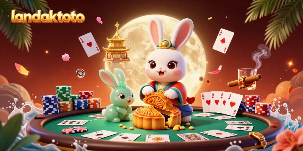 Permainan togel landaktoto dengan kelinci bulan dan perjudian bertema penuh warna.