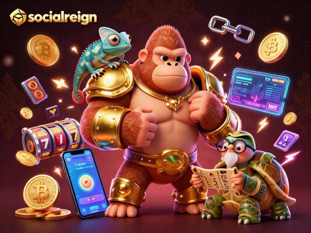Experience thrilling gameplay with socialreign, featuring vibrant 3D characters and casino elements.