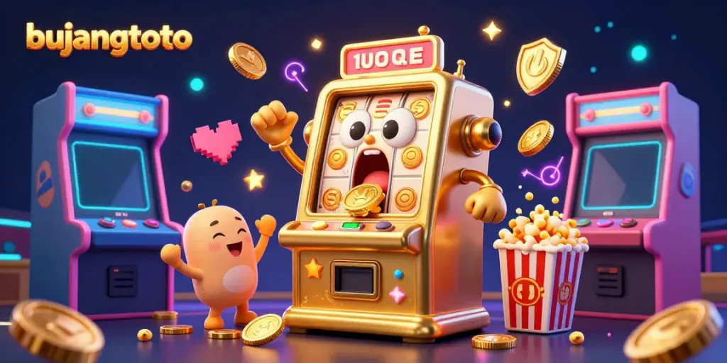 Experience the excitement of bujangtoto with a joyful slot machine celebrating a jackpot.