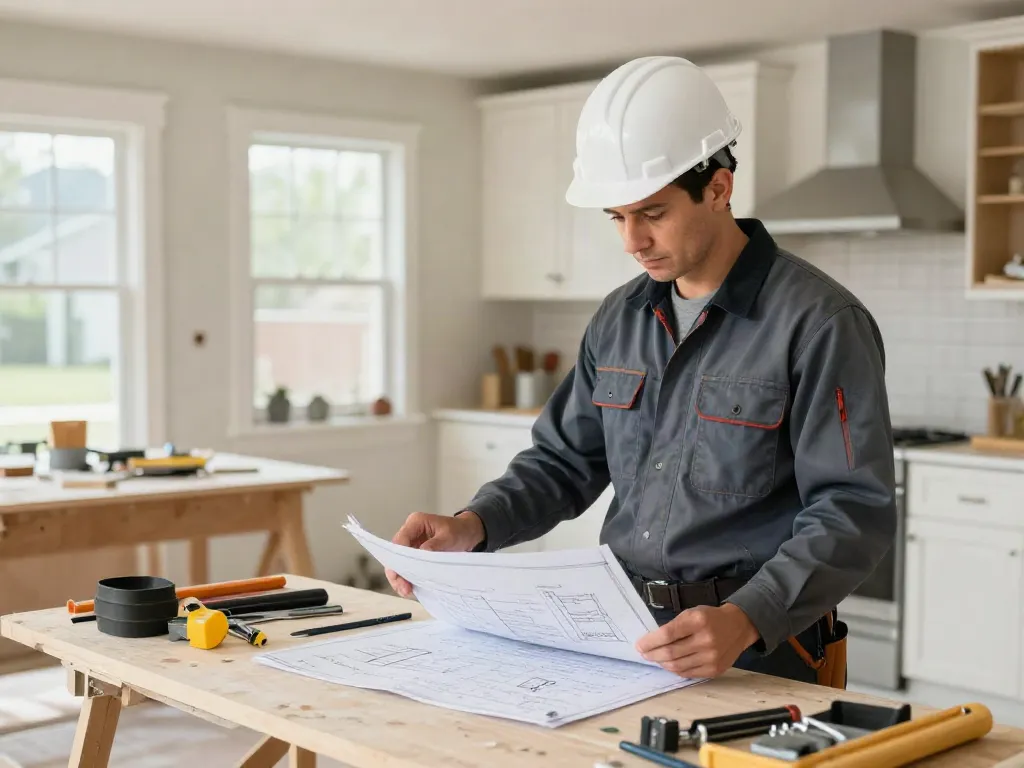 wish4d - Trusted local contractor reviewing blueprints on a home site.