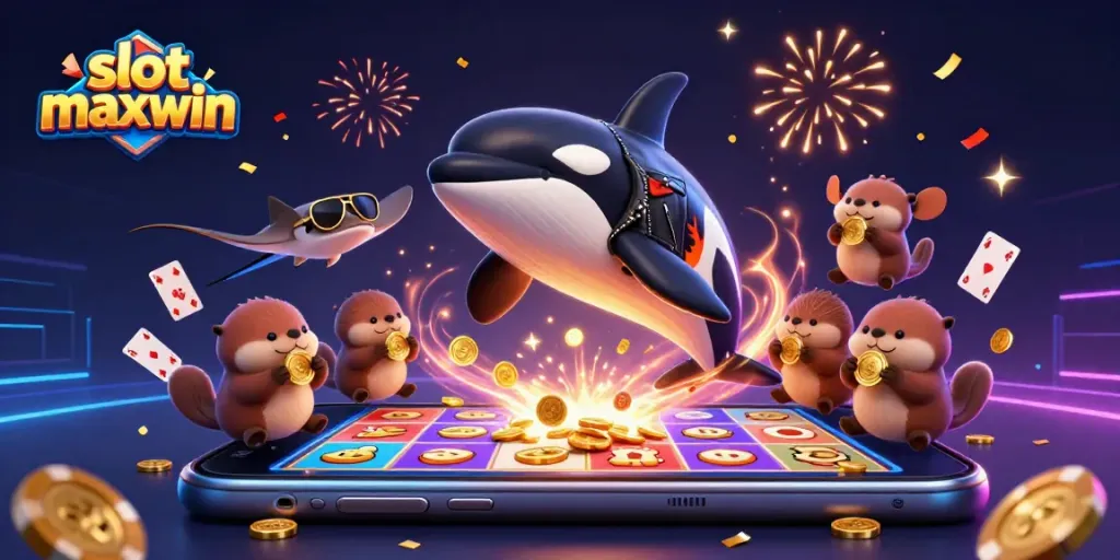 Spin to win big with slot maxwin in this vibrant and dynamic 3D casino scene!
