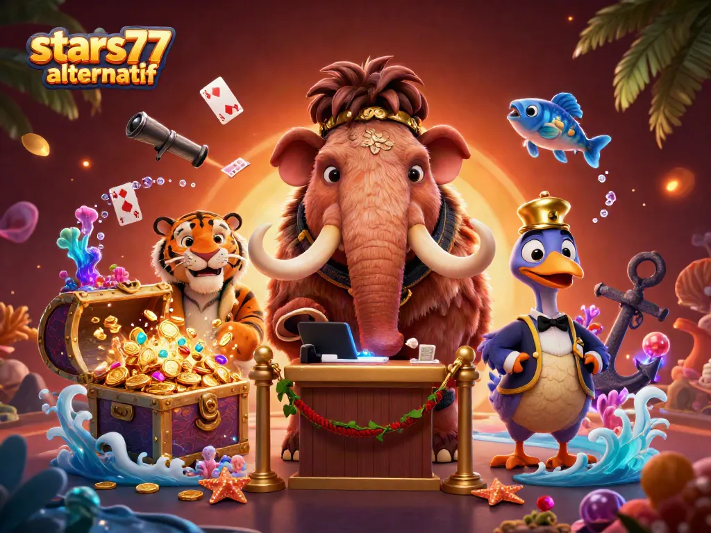 Gambaran visual stars77 alternatif menunjukkan karakter kasino dengan suasana mewah yang menarik perhatian.